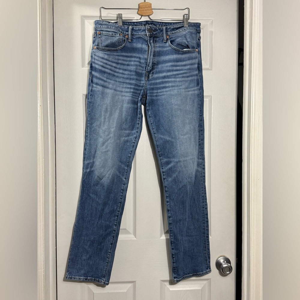 American Eagle AirFlex+ Athletic Straight Jeans 34x34 Light Wash